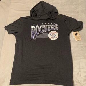 MLB Colorado Rockies Unisex Size XL/TG/EG Logo Shining Short Sleeve Hoodie
